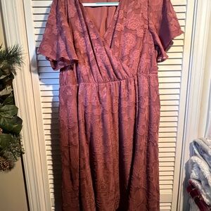 torrid Rose-Mauve Floral Jacquard Midi Wrap Dress